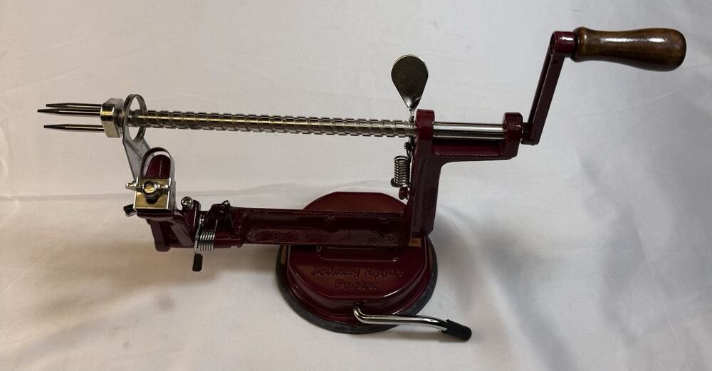 Johnny Apple Peeler by Victorio Suction Base Strong Cast Iron Red